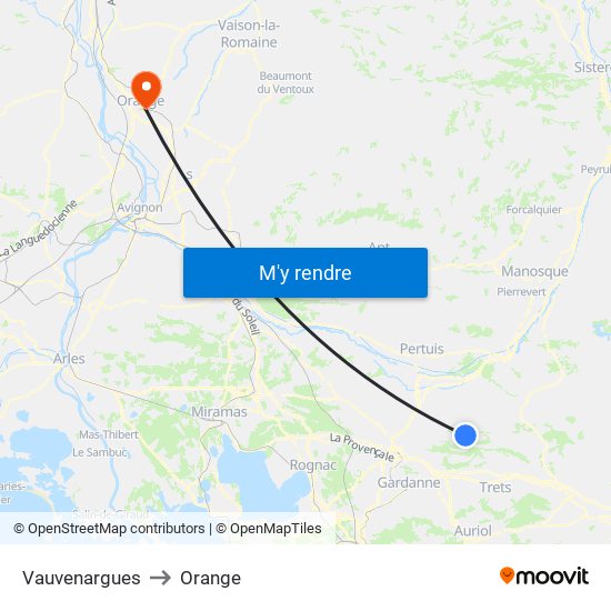 Vauvenargues to Orange map
