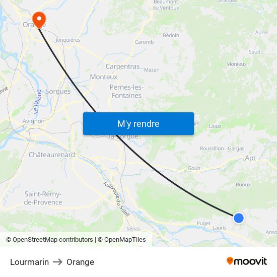 Lourmarin to Orange map