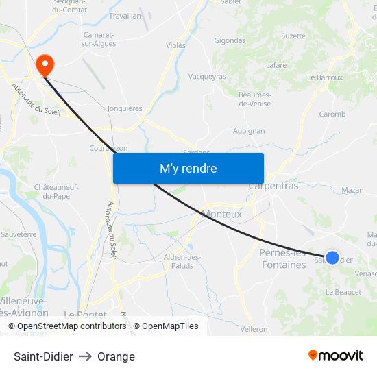 Saint-Didier to Orange map