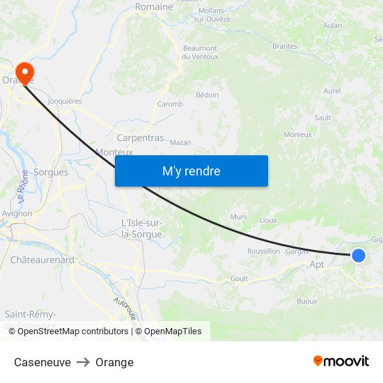 Caseneuve to Orange map