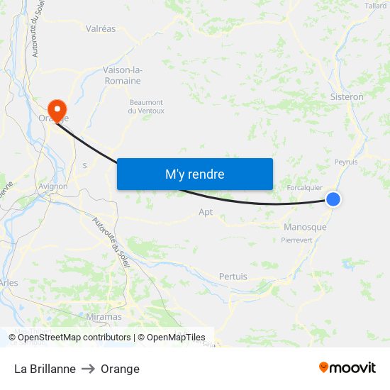 La Brillanne to Orange map