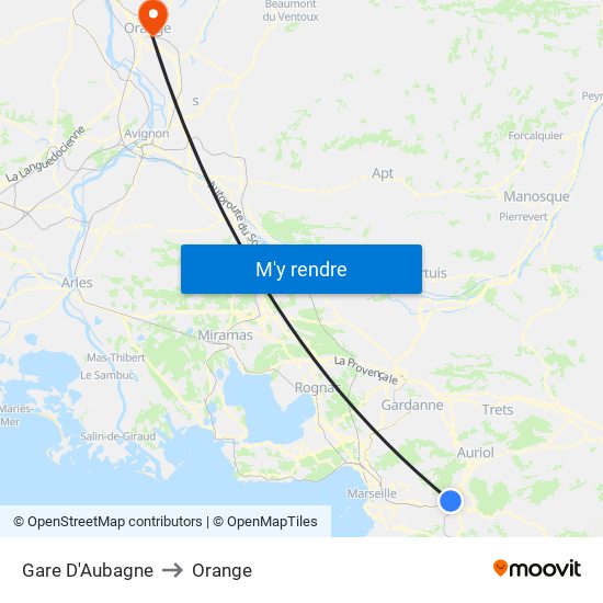 Gare D'Aubagne to Orange map