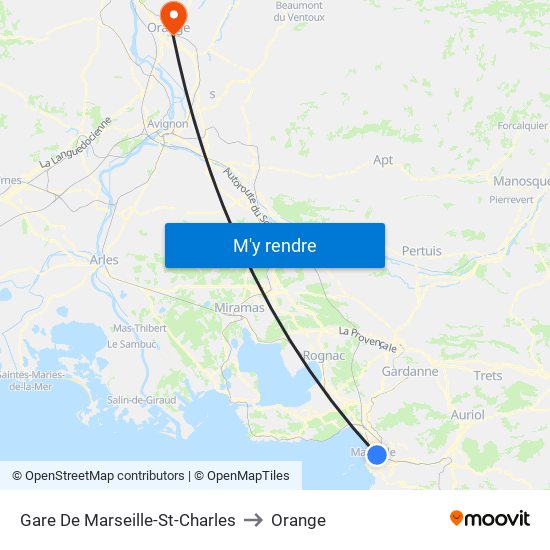 Gare De Marseille-St-Charles to Orange map