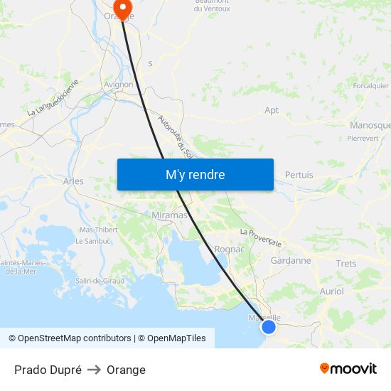 Prado Dupré to Orange map