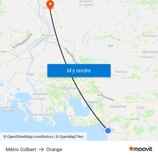 Métro Colbert to Orange map