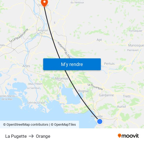 La Pugette to Orange map