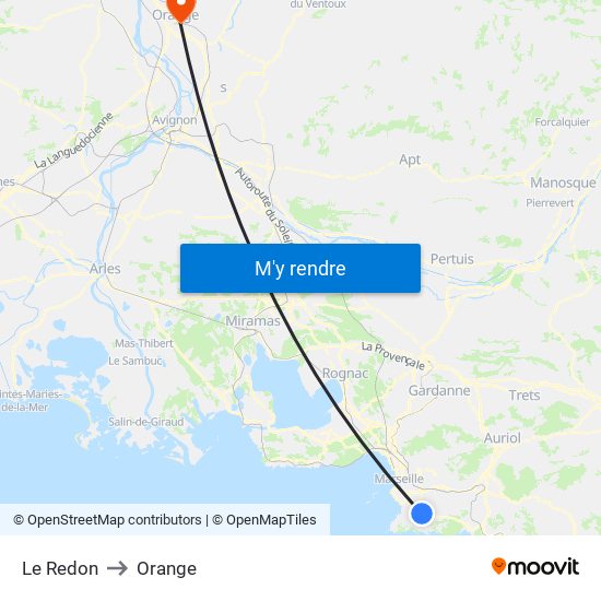 Le Redon to Orange map