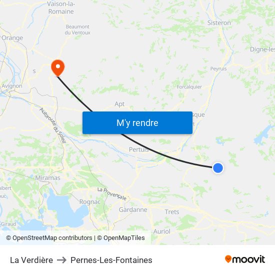 La Verdière to Pernes-Les-Fontaines map