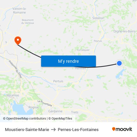 Moustiers-Sainte-Marie to Pernes-Les-Fontaines map