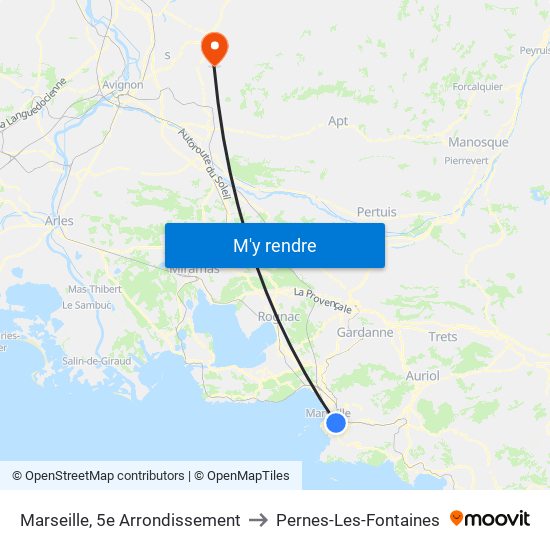 Marseille, 5e Arrondissement to Pernes-Les-Fontaines map