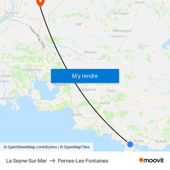 La Seyne-Sur-Mer to Pernes-Les-Fontaines map