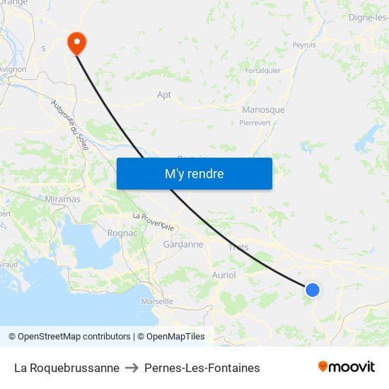 La Roquebrussanne to Pernes-Les-Fontaines map