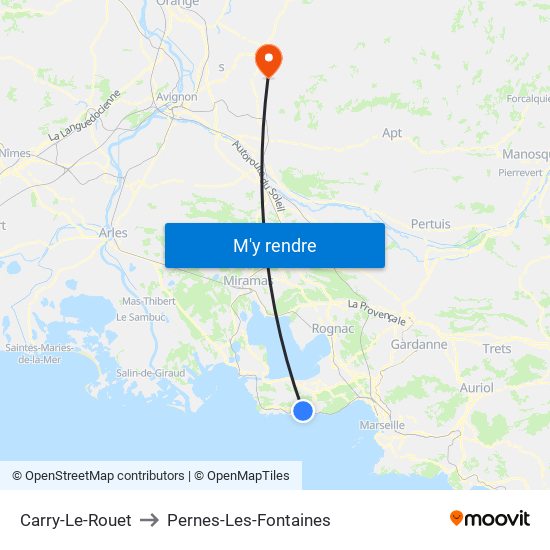 Carry-Le-Rouet to Pernes-Les-Fontaines map