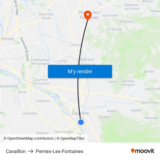 Cavaillon to Pernes-Les-Fontaines map