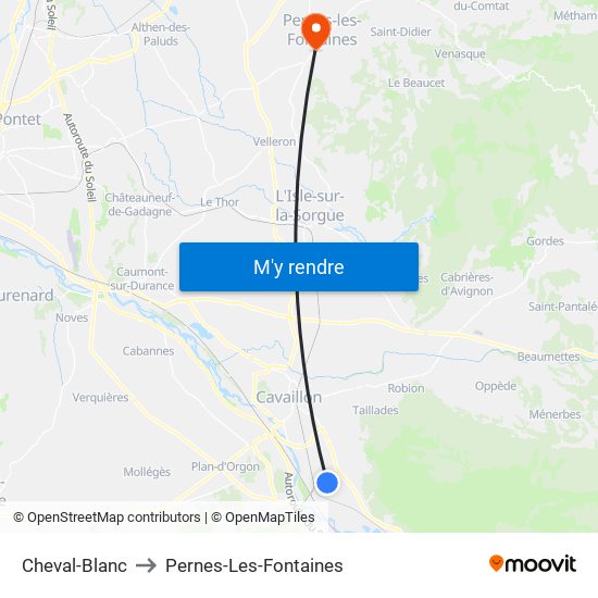 Cheval-Blanc to Pernes-Les-Fontaines map