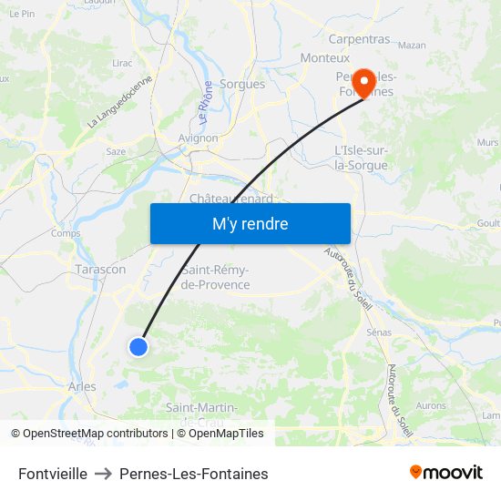 Fontvieille to Pernes-Les-Fontaines map