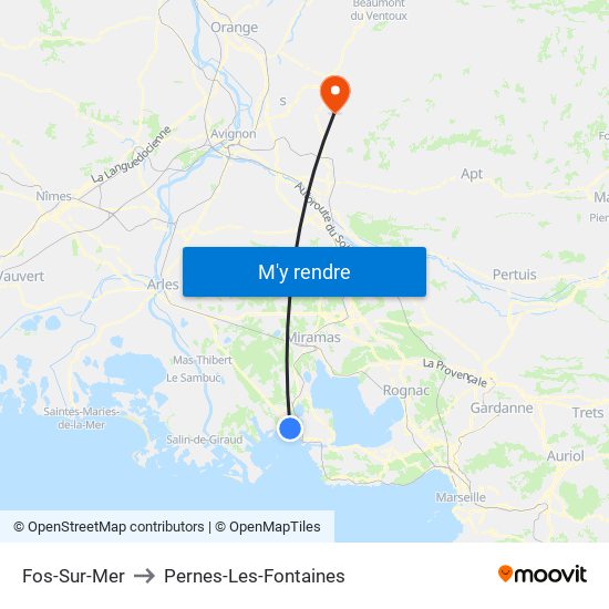 Fos-Sur-Mer to Pernes-Les-Fontaines map