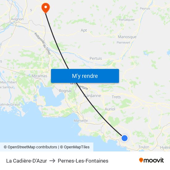 La Cadière-D'Azur to Pernes-Les-Fontaines map