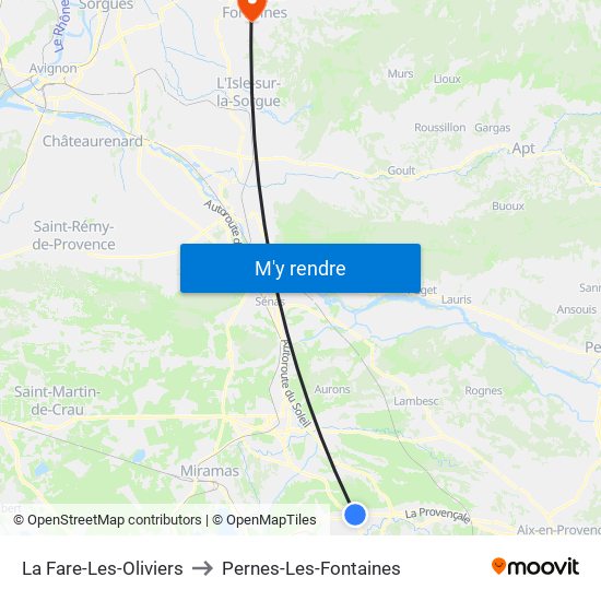 La Fare-Les-Oliviers to Pernes-Les-Fontaines map