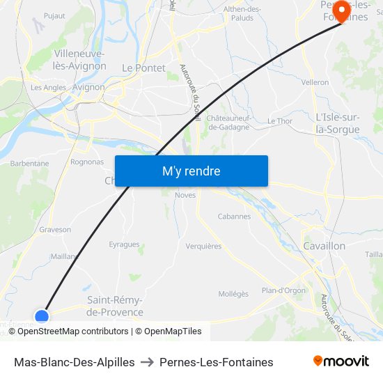 Mas-Blanc-Des-Alpilles to Pernes-Les-Fontaines map