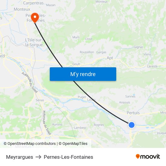 Meyrargues to Pernes-Les-Fontaines map