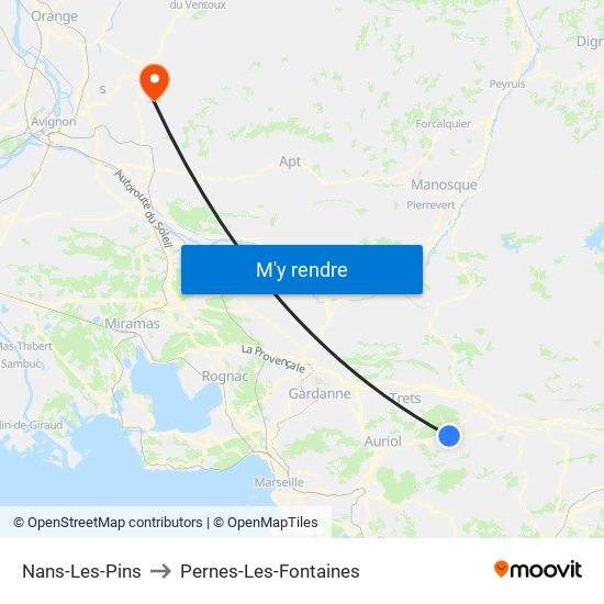 Nans-Les-Pins to Pernes-Les-Fontaines map