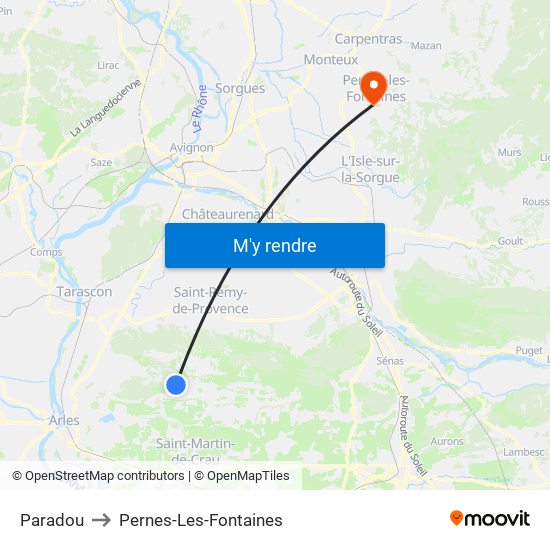 Paradou to Pernes-Les-Fontaines map