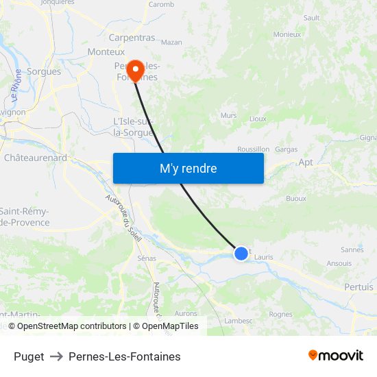 Puget to Pernes-Les-Fontaines map