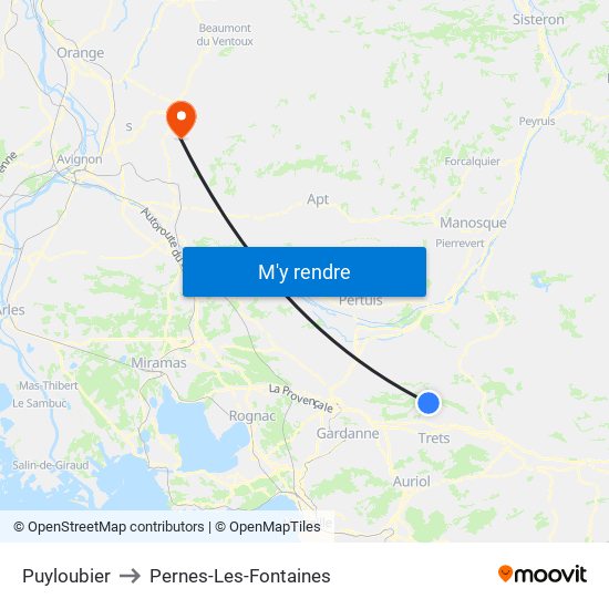 Puyloubier to Pernes-Les-Fontaines map