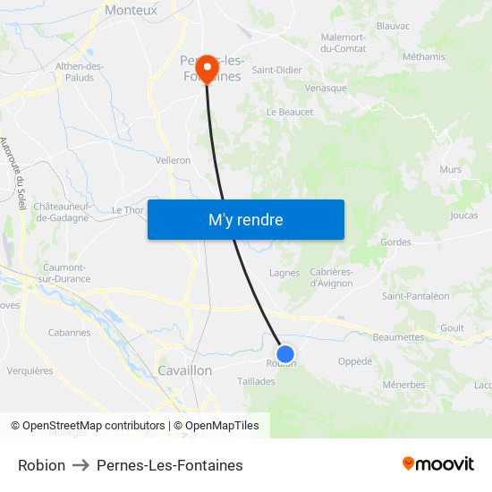 Robion to Pernes-Les-Fontaines map
