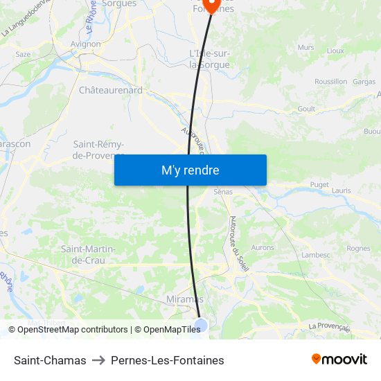 Saint-Chamas to Pernes-Les-Fontaines map