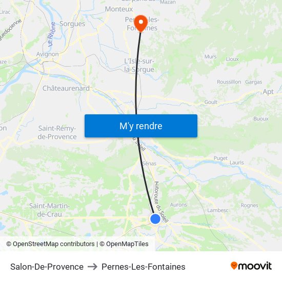 Salon-De-Provence to Pernes-Les-Fontaines map