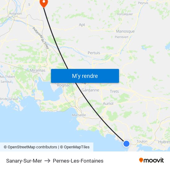 Sanary-Sur-Mer to Pernes-Les-Fontaines map