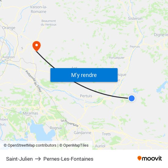 Saint-Julien to Pernes-Les-Fontaines map