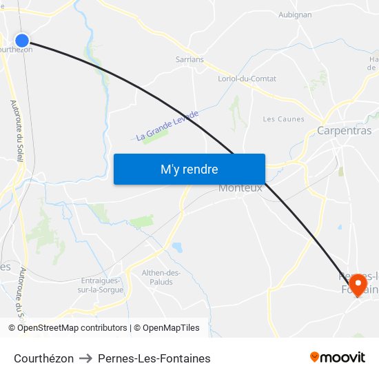 Courthézon to Pernes-Les-Fontaines map