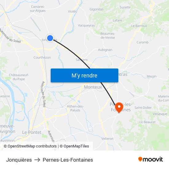 Jonquières to Pernes-Les-Fontaines map