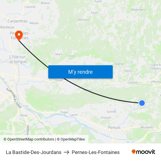 La Bastide-Des-Jourdans to Pernes-Les-Fontaines map