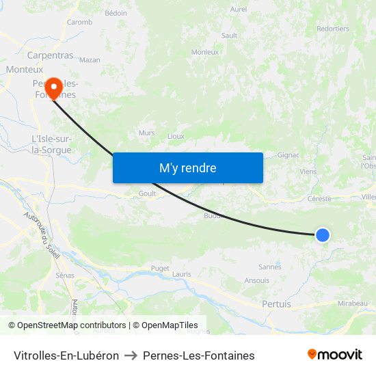 Vitrolles-En-Lubéron to Pernes-Les-Fontaines map