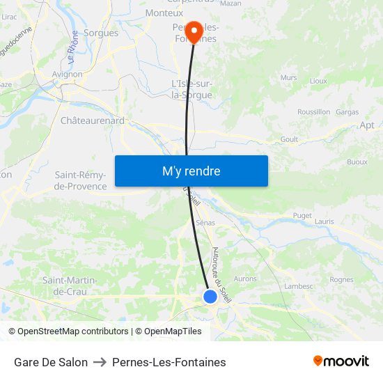 Gare De Salon to Pernes-Les-Fontaines map