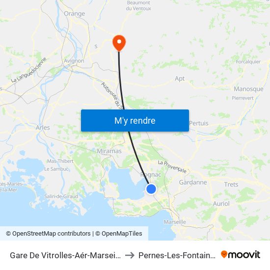 Gare De Vitrolles-Aér-Marseille to Pernes-Les-Fontaines map