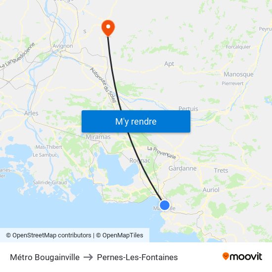 Métro Bougainville to Pernes-Les-Fontaines map