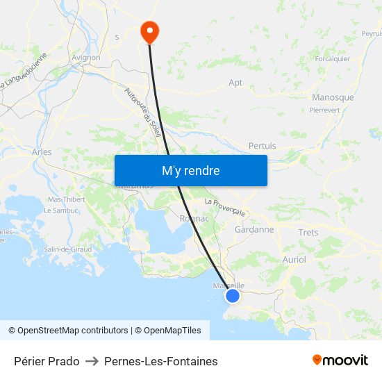Périer Prado to Pernes-Les-Fontaines map