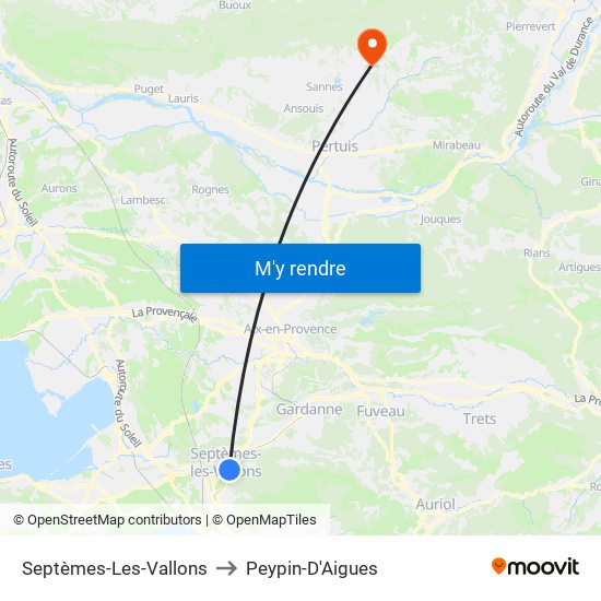 Septèmes-Les-Vallons to Peypin-D'Aigues map