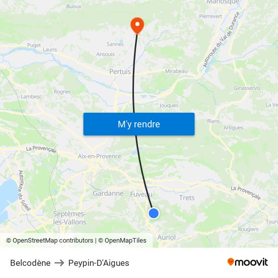 Belcodène to Peypin-D'Aigues map