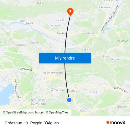 Gréasque to Peypin-D'Aigues map
