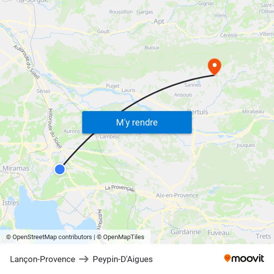 Lançon-Provence to Peypin-D'Aigues map