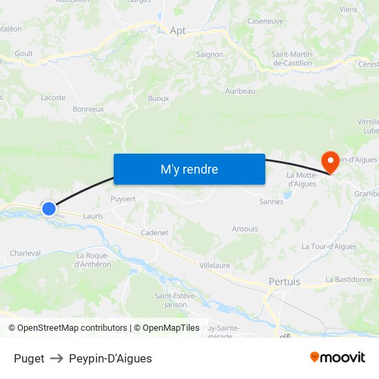 Puget to Peypin-D'Aigues map