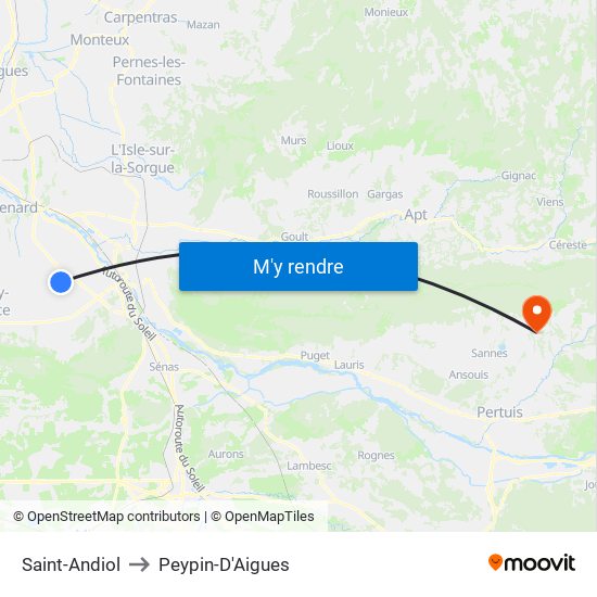 Saint-Andiol to Peypin-D'Aigues map