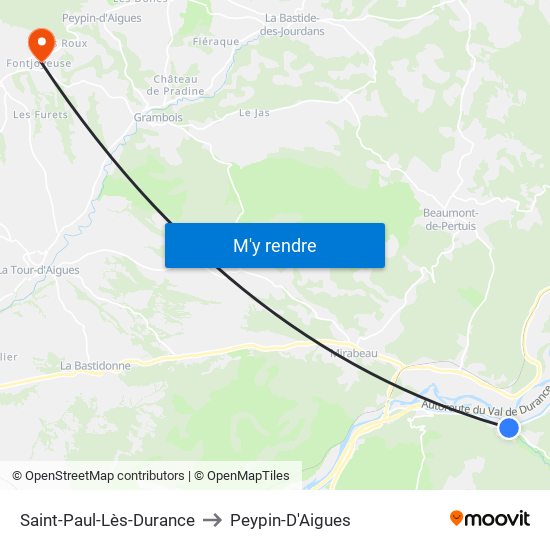 Saint-Paul-Lès-Durance to Peypin-D'Aigues map