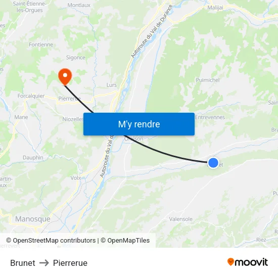 Brunet to Pierrerue map